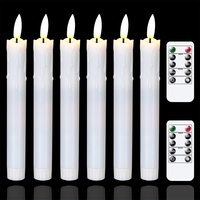 Mavandes LED Stabkerzen mit Timerfunktion und Zwei Fernbedienung,19 x 2,2cm 6 Stück Weiß Kunststoff Flammenlose Batteriebetrieben Kerzen,Langanhaltend,Einstellbare Helligkeit