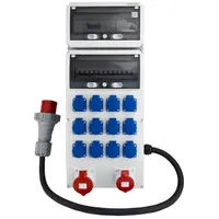 Doktorvolt Baustromverteiler 32A 16A 12x230V mit MID-Energiezähler Mennekes Steckdosen und 5x10mm2 Kabel Doktorvolt® eXT-S/FI DV-8218-F