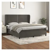 vidaXL Boxspringbett mit Matratze Dunkelgrau 180x200 cm Samt