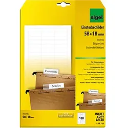180 SIGEL Beschriftungsschilder für Hängeregister weiß