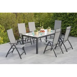 Garten-Essgruppe MERXX "Vicenza", grau (graphit, diamantbraun), Polyester, Aluminium, Polyester, Sitzmöbel-Sets