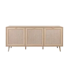 Finori Sideboard Holzwerkstoff Sonoma Eiche/Rafia Geflecht