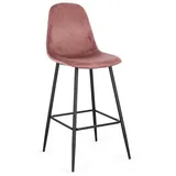 BIZZOTTO Barhocker New Irelia aus Samt, modern mit Fußstütze, rosa, 2er-Set, Metallgestell schwarz