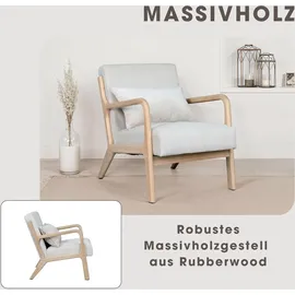 byLIVING Sessel NOHR Grob-Cord 65,5 x 78 x 84 cm Weiß mit Zierkissen