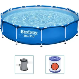 BESTWAY Steel Pro Frame Pool Set 366 x 76 cm inkl. Filterpumpe