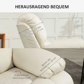 Homcom Relaxsessel Fernsehsessel mit Liegefunktion 100 x 98 x 93 cm Cremeweiß