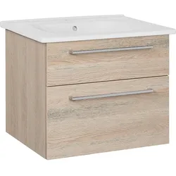 Waschtischunterschrank SURI1 mit Waschtisch aus Keramik, 650 mm Breite (Ausführung: Farbe eiche Dekor cashmere)