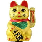 Superfreak Glückskatze - Maneki-Neko - Winkekatze aus Keramik - 22 cm - Gold