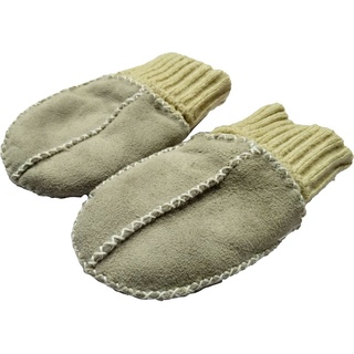 Baby Lammfell Handschuhe/Fäustlinge (ECHTES LAMMFELL) Mit Strickbündchen (HELLGRAU)