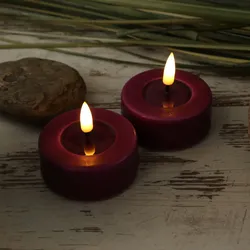 LED Teelichter MIA - realistische 3D Flamme - D: 6,1cm - Batteriebetrieb - beere - 2 Stück