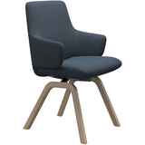 Polsterstuhl STRESSLESS "Laurel", blau (blau dinamica, eiche gekalkt), B:58cm H:92cm T:59cm, Microfaser DINAMICA (88% Polyester, 12% Polyurethan), Stühle, Polsterstuhl, Low Back mit Armlehne, Größe L, mit schräggestellten Beinen in Eiche
