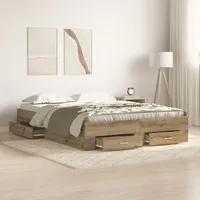 VidaXL Bettgestell mit Schubladen Eiche Holzwerkstoff 140 x 190
