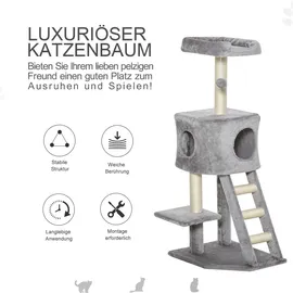 PawHut Kratzbaum mit Katzenhöhle 60 x 48 x 122 cm hellgrau