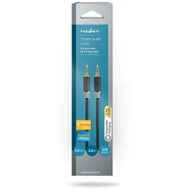 Nedis CABW22000AT20 Audio-Kabel 2 m 3.5mm Anthrazit | Verpackung mit Sichtfenster