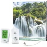 Marmony Infrarotheizung "Motiv Wasserfall", bunt, B/H/T: 50cm x 60cm x 2cm, 500 W,mittig, Heizkörper, BxHxT: 50x60x2 cm, mit Fernbedienung und Timer