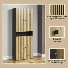 WELLTIME Amrum Hochschrank Badezimmerschrank 70 x 188 x 31 cm Grau