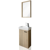 Aileenstore Gäste WC Badmöbel Set Waschbecken mit Unterschrank klein Sonoma