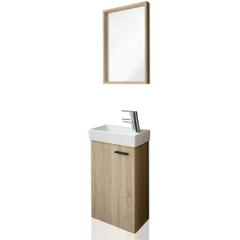 Aileenstore Gäste WC Badmöbel Set Waschbecken mit Unterschrank klein Sonoma