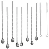 Intirilife Edelstahl Strohhalmlöffel 8er Set 19 cm Silber