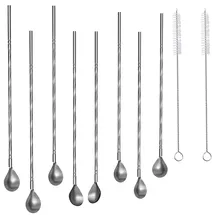 Intirilife Edelstahl Strohhalmlöffel 8er Set 19 cm Silber
