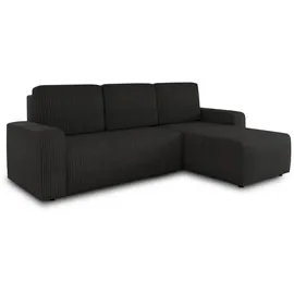 Sofnet Eckcouch Cord 5-Sitzer Schwarz