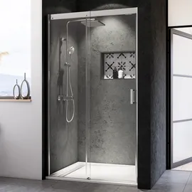 Breuer Schiebetür für Nische Breuer Panorama Soft&Silent 120 cm Anschlag links Klarglas Profilfarbe chrom