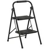 KOMFOTTEU Trittleiter klappbar, 2 Stufen, bis 150kg schwarz