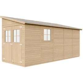 TIMBELA Anbau-Gartenhaus 4,93 x 2,03 m Beige