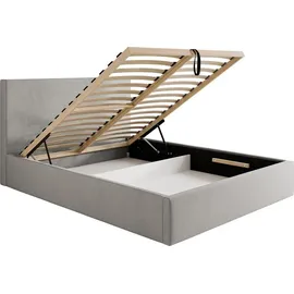 vivente möbel Polsterbett MONOLITH Magic Velvet, Lattenrost mit 32 Lamellen, großer Bettkasten Dunkelgrau (Magic Velvet 2217)-200 x 200 cm-mit Holz Rahmen Latte...