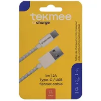 TEKMEE Ladekabel USB-A/USB-C fishnet weiß