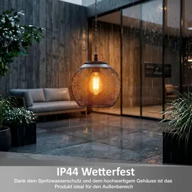 NORTHPOINT Solar Hängeleuchte Metall 18x54x18 cm wetterfest IP44 schwarz/weiß
