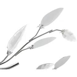 vidaXL Deckenlampe transparente weiße Blätterranken mit Acryl-Blättern 5x E14