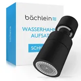 Bächlein Universal Wasserhahn-Aufsatz in Matt Schwarz mit zwei Strahlarten - Drehbarer Wasserhahn-Luftsprudler für Küchenarmaturen