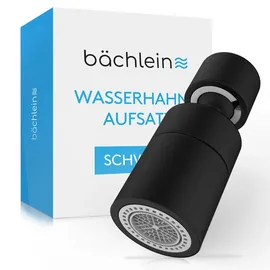 Bächlein Universal Wasserhahn-Aufsatz in Matt Schwarz mit zwei Strahlarten - Drehbarer Wasserhahn-Luftsprudler für Küchenarmaturen