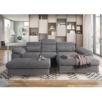 Ecksofa SIT & MORE "Cabrio L-Form, B: 295 cm, mit Sitztiefen-, Arm- & Kopfteilverstellung", grau, B:295cm H:87cm T:180cm, 100% Polyester, Sofas, Ecksofa, 2 Nierenkissen, Federkern, optional Bettfunktion und Stauraum