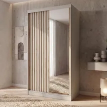 beautysofa Schwebetürenschrank Donatello 120 x 204,5 x 60 cm Beige