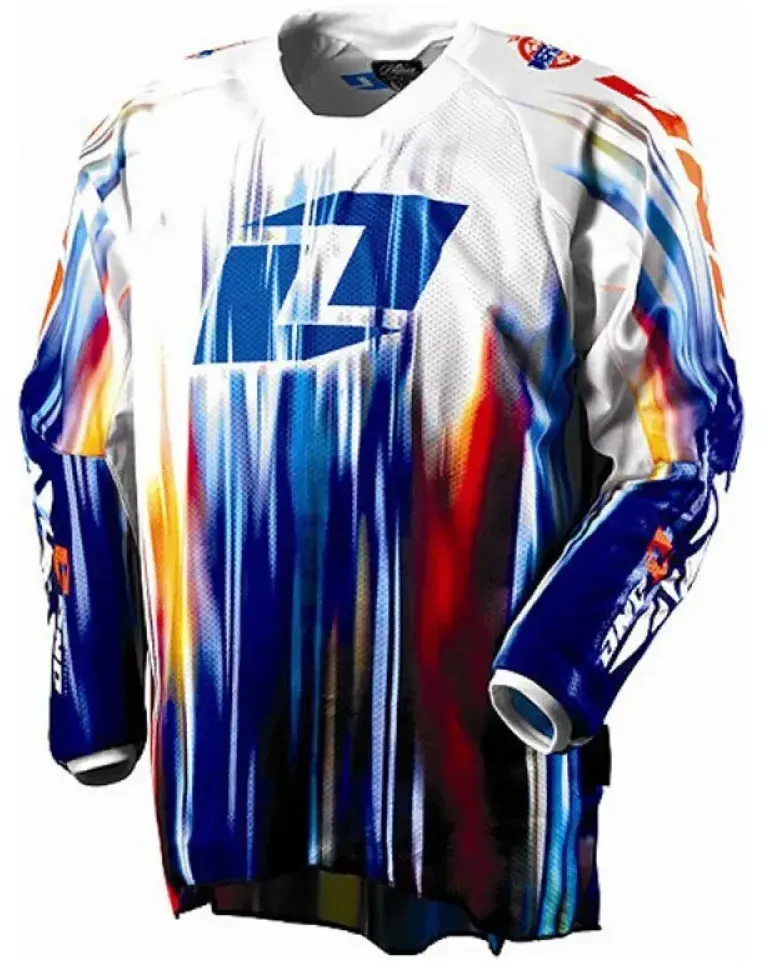 One Industries Defcon Distortion Langarm-trikot - White / Blue - XL