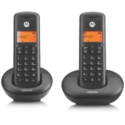 Motorola E202 2x DECT-Telefone, Anrufüberwachung, Fernzugriff, Nicht-Stören-Taste, Freisprechen – Schwarz