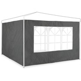 Relaxdays Pavillon, 2er Set, HxB 2x3 m, Pavillonwand mit Fenster, wasserdicht, Seitenteile, grau