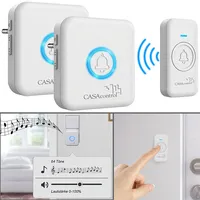 CASAcontrol Funk-Klingel-Taster & 2 Steckdosen-Empfänger, 64 Melodien, IP56, weiß