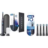 Oral-B iO Series 8 Elektrische Zahnbürste, black onyx & iO Ultimative Reinigung Aufsteckbürsten für elektrische Zahnbürste, 4 Stück, ultimative Zahnreinigung mit iO Technologie, schwarz