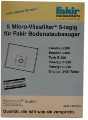 Fakir Staubsaugerbeutel Micro-Vlies 2799805 , 1 Packung = 5 Stück + 1 Motorschutzfilter
