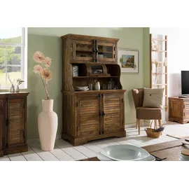 Massivmoebel24 Buffet Mango 110 x 55 x 190 cm Dunkelbraun Geölt