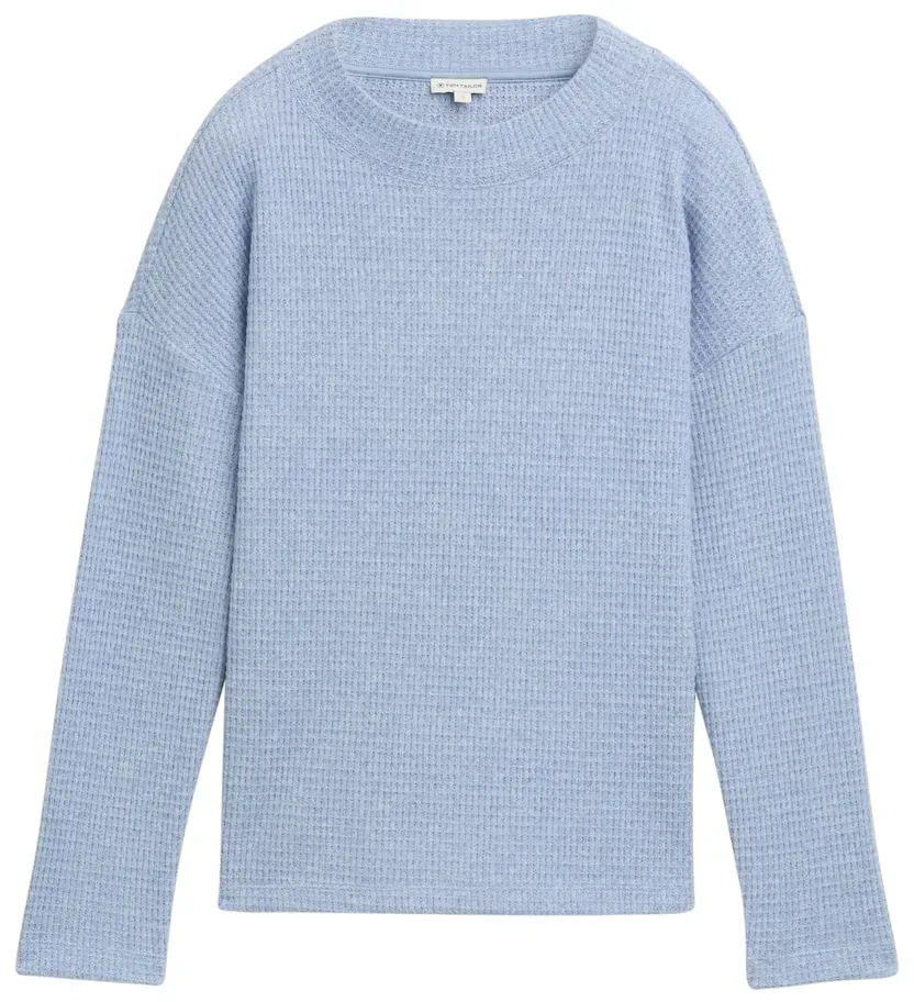 TOM TAILOR Damen Sweatshirt mit Waffelstruktur, blau, Meliert, Gr. XS