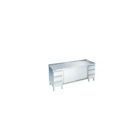CHROMOnorm arbeitsschrank mit schiebetüren und schubladenblöcken -tiefe 700mm- tischpl. hinten auf  2200mm700mm900mm