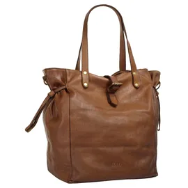 forty° Shopper FORTY, Damen, Gr. B/H/T: 33cm x 30cm x 23cm onesize, braun (cognac), Leder, leicht glänzend, unifarben, Taschen Shopper, echt Leder, Made in Italy