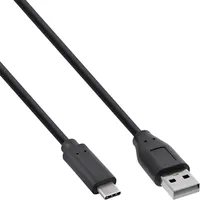 InLine USB 2.0 Kabel, USB-C Stecker an A Stecker, schwarz, 0,3m