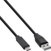 InLine USB 2.0 Kabel, USB-C Stecker an A Stecker, schwarz, 0,3m