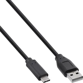InLine USB 2.0 Kabel, USB-C Stecker an A Stecker, schwarz, 0,3m