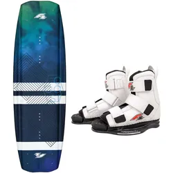 F2 Set Wakeboard Coast Ocean 144cm mit Wakebindung Team Boot L/XL BLAU 144 CM